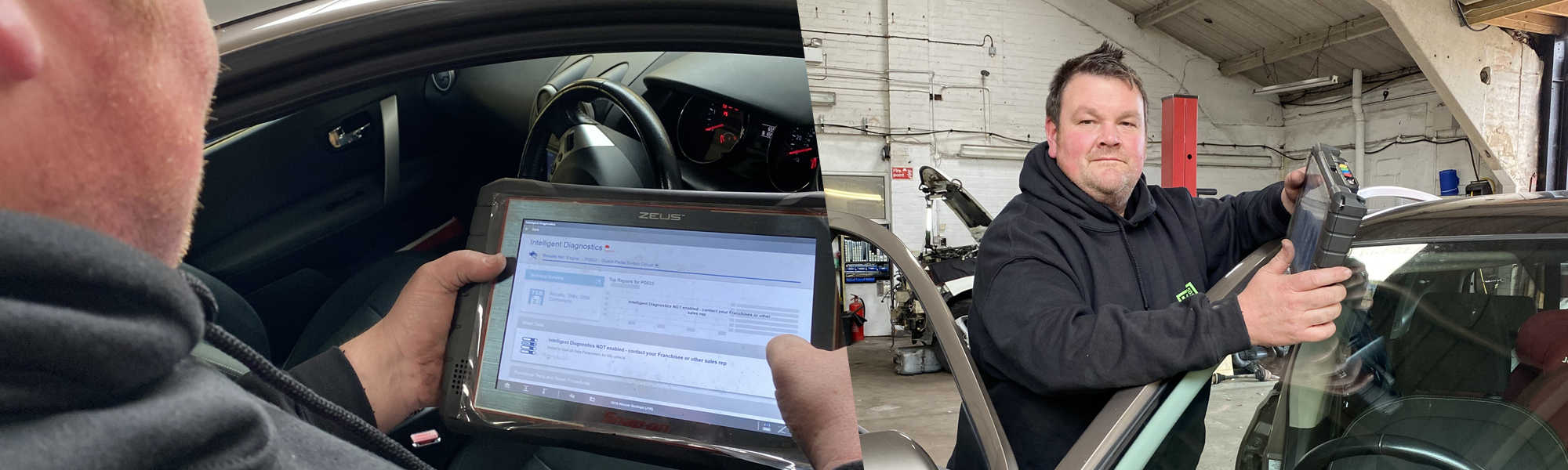 KCS mechanics using diagnostic equipment