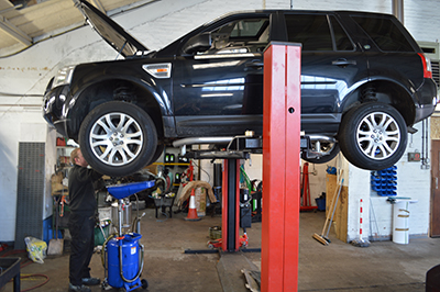 Land Rover Freelander on the two post lift